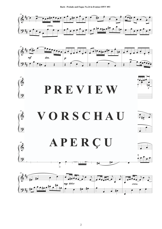 Product gallery: Page 3 of 8 Prelude and Fugue No. 24 in B minor BWV 893, , Solo Piano