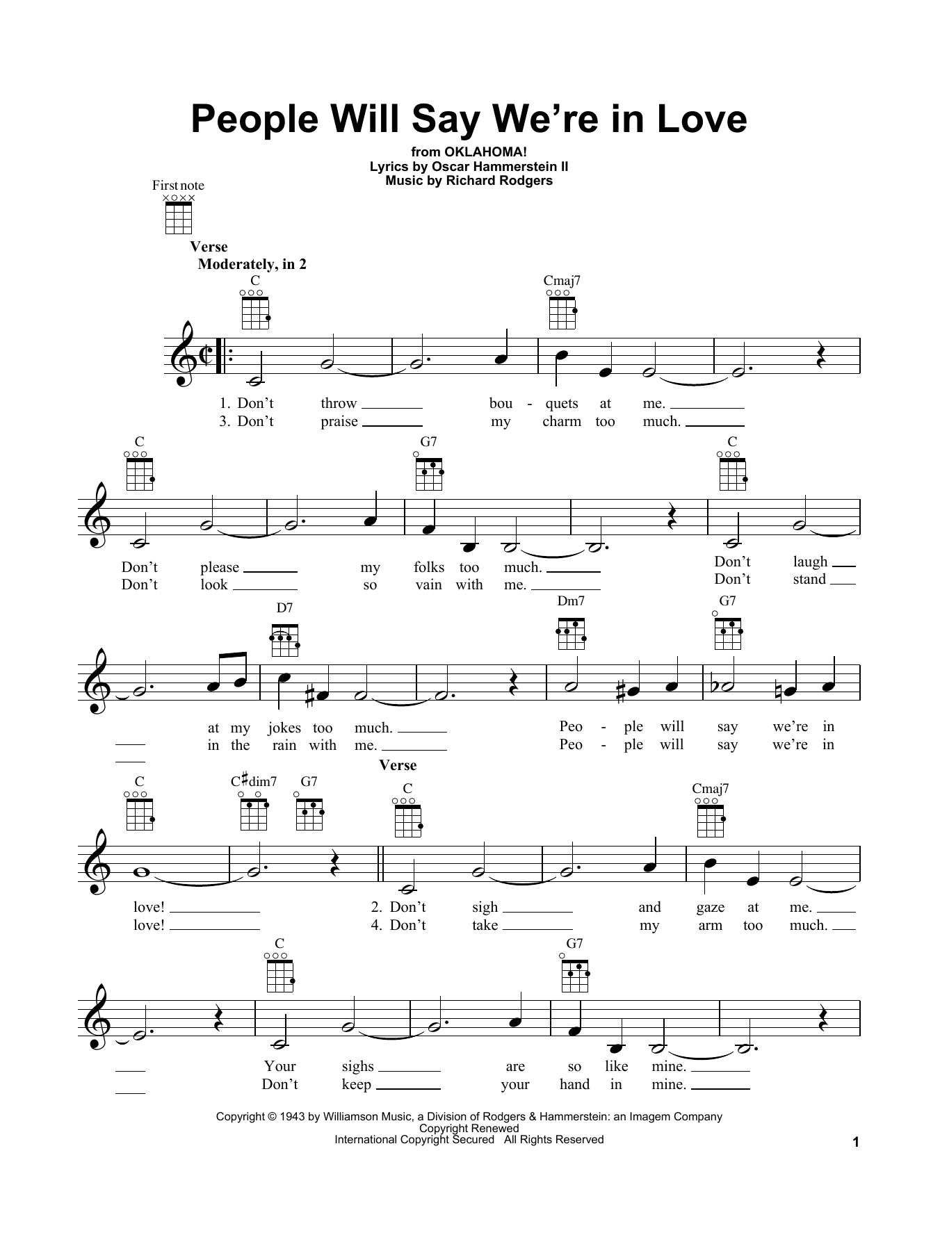 Product gallery: Page 1 of 1 People Will Say We're In Love (from Oklahoma!), Rodgers & Hammerstein