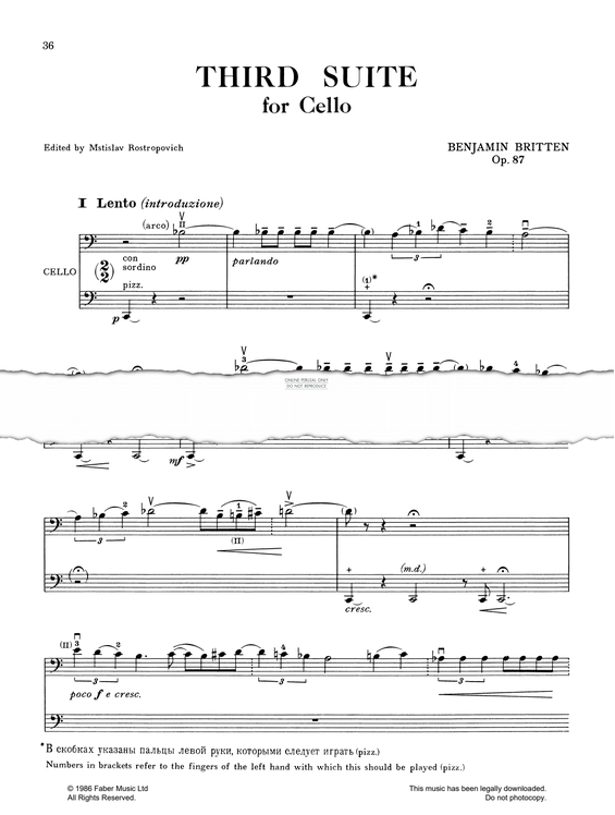 Produktgalerie: Seite 1 von 1 Third Suite For Cello, Op.87, Benjamin Britten, Violoncello