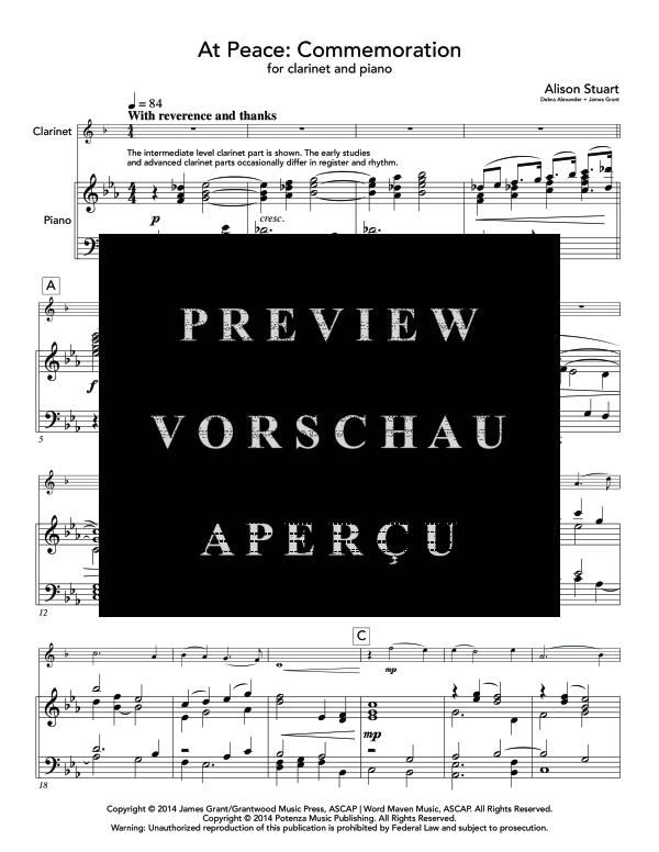Product gallery: Page 5 of 11 At Peace: Commemoration, , (clarinet in Bb and piano)