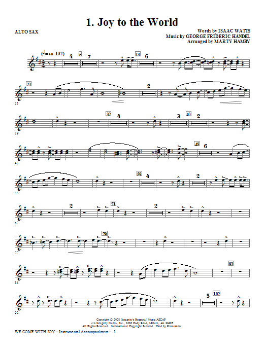 Product gallery: Page 1 of 1 We Come With Joy Orchestration - Alto Sax, Marty Hamby