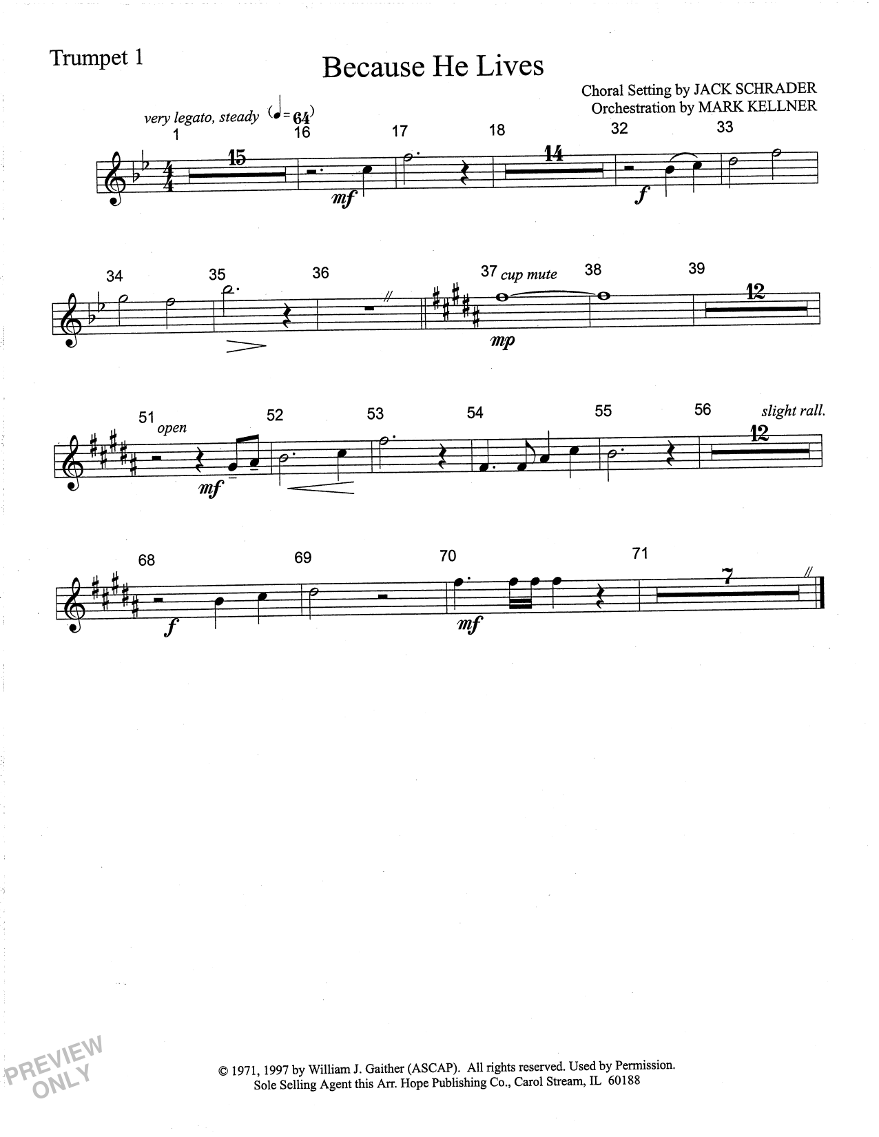Product picture to: Because He Lives - Trumpet 1