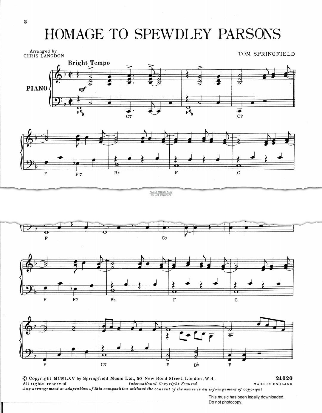 Produktbild zu: Homage To Spewdley Parsons