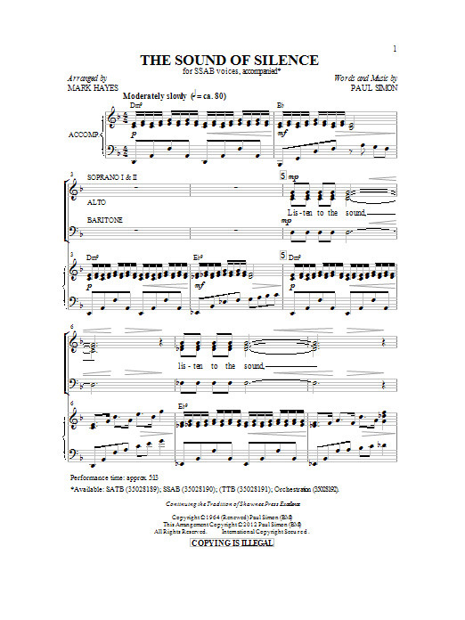 Produktbild zu: The Sound Of Silence (arr. Mark Hayes)