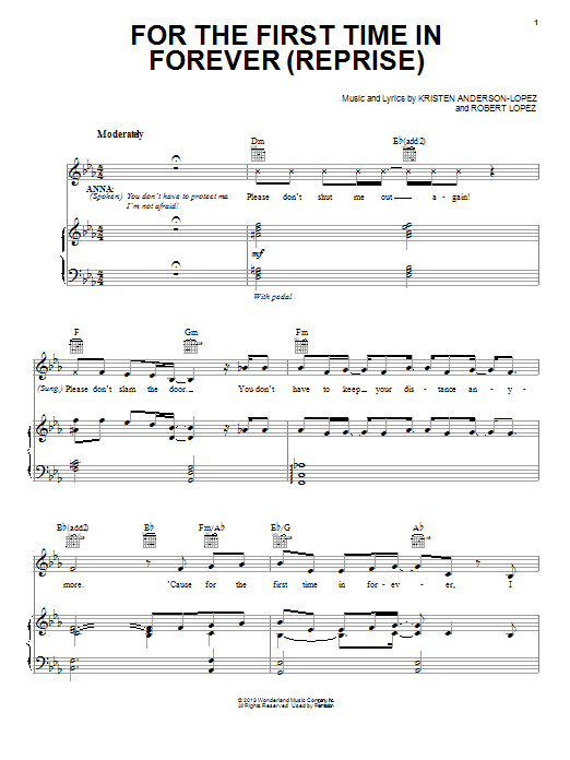 Produktbild zu: For The First Time In Forever (Reprise) (from Frozen)