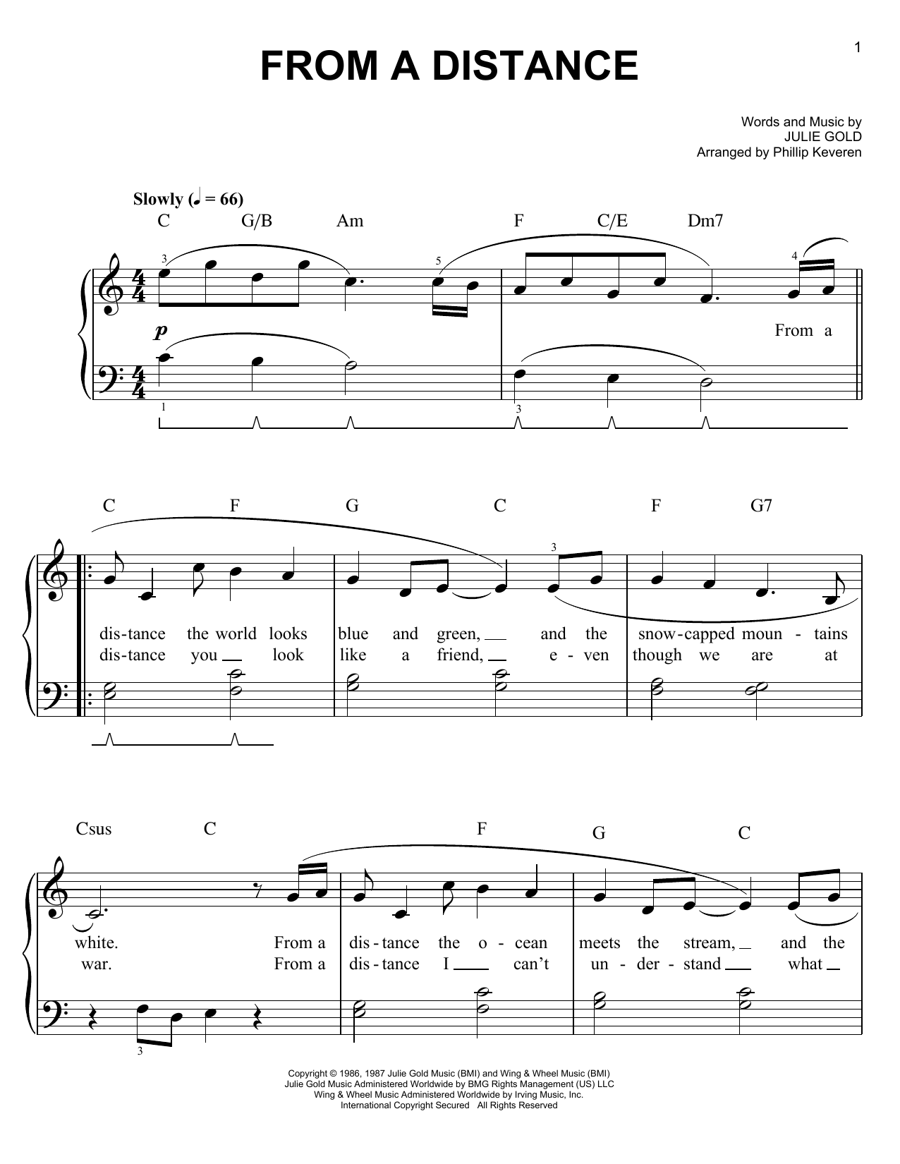 Produktgalerie: Seite 1 von 1 From A Distance (arr. Phillip Keveren), Bette Midler, Klavier