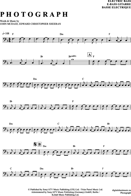 Product gallery: Page 1 of 4 Photograph , Sheeran, Ed, Bass Guitar