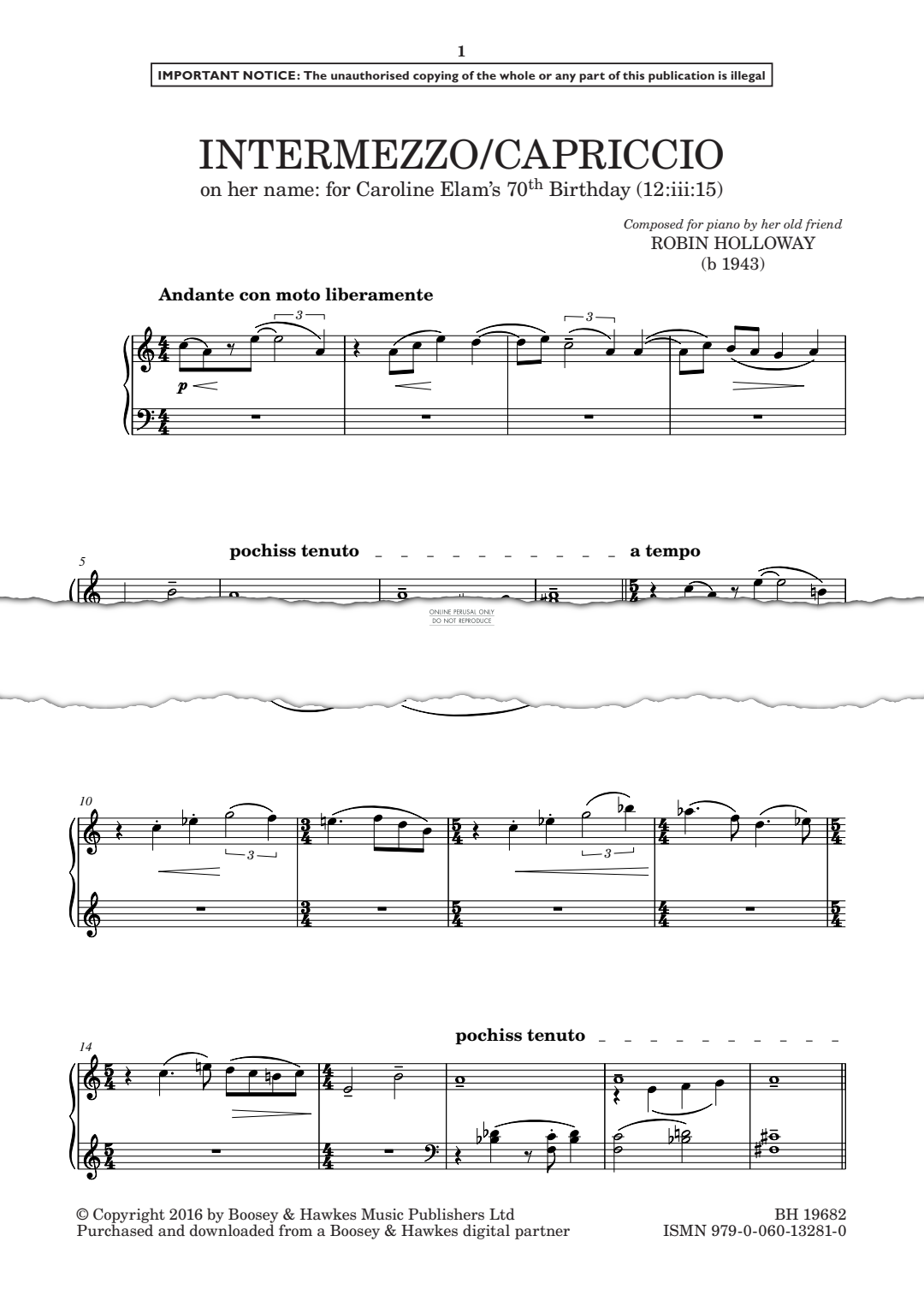 Produktgalerie: Seite 1 von 1 Intermezzo/Capriccio, Robin Holloway, Klavier