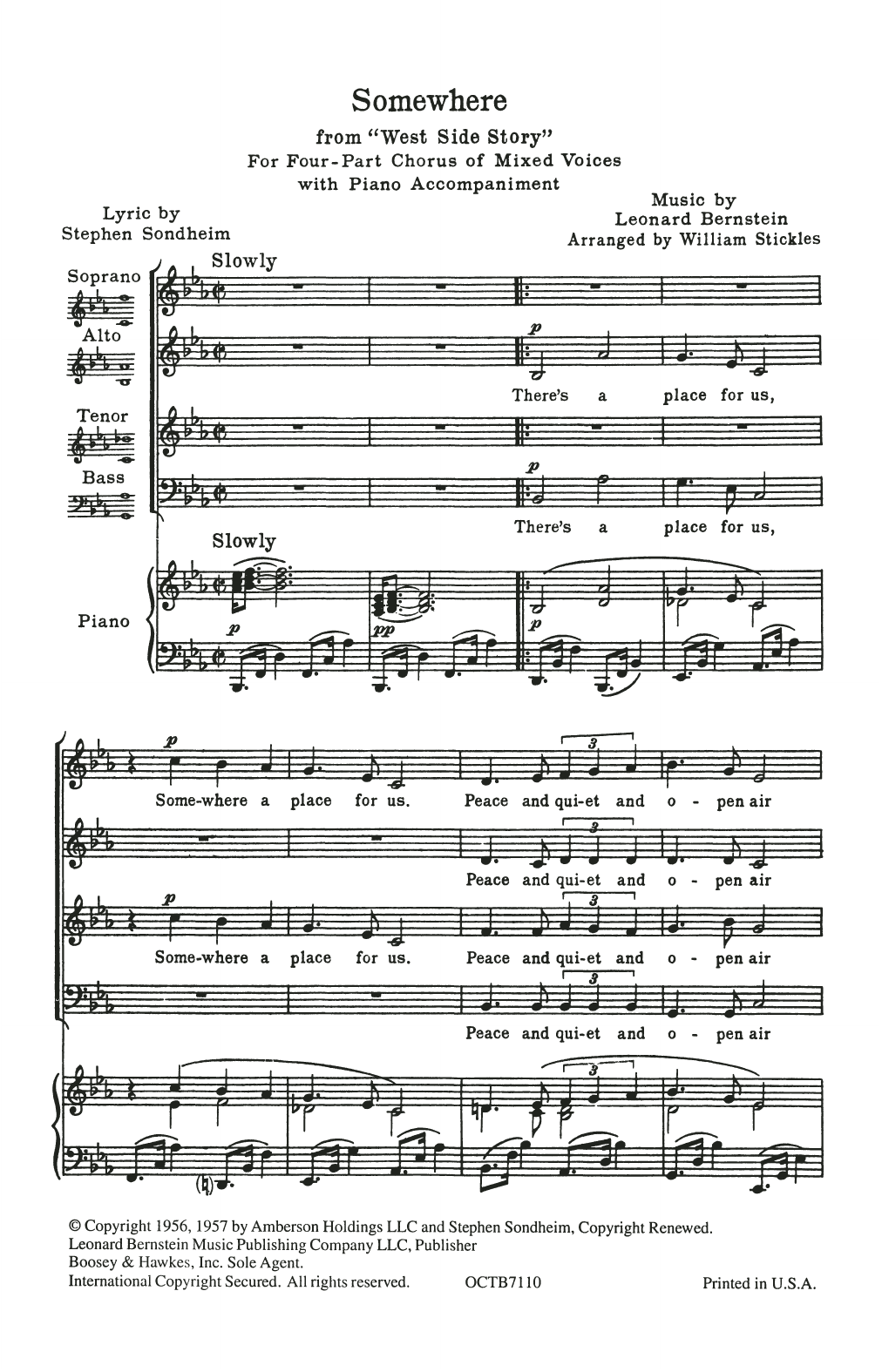 Produktgalerie: Seite 1 von 1 Somewhere (from West Side Story) (arr. William Stickles), Leonard Bernstein & Stephen Sondheim, Chor