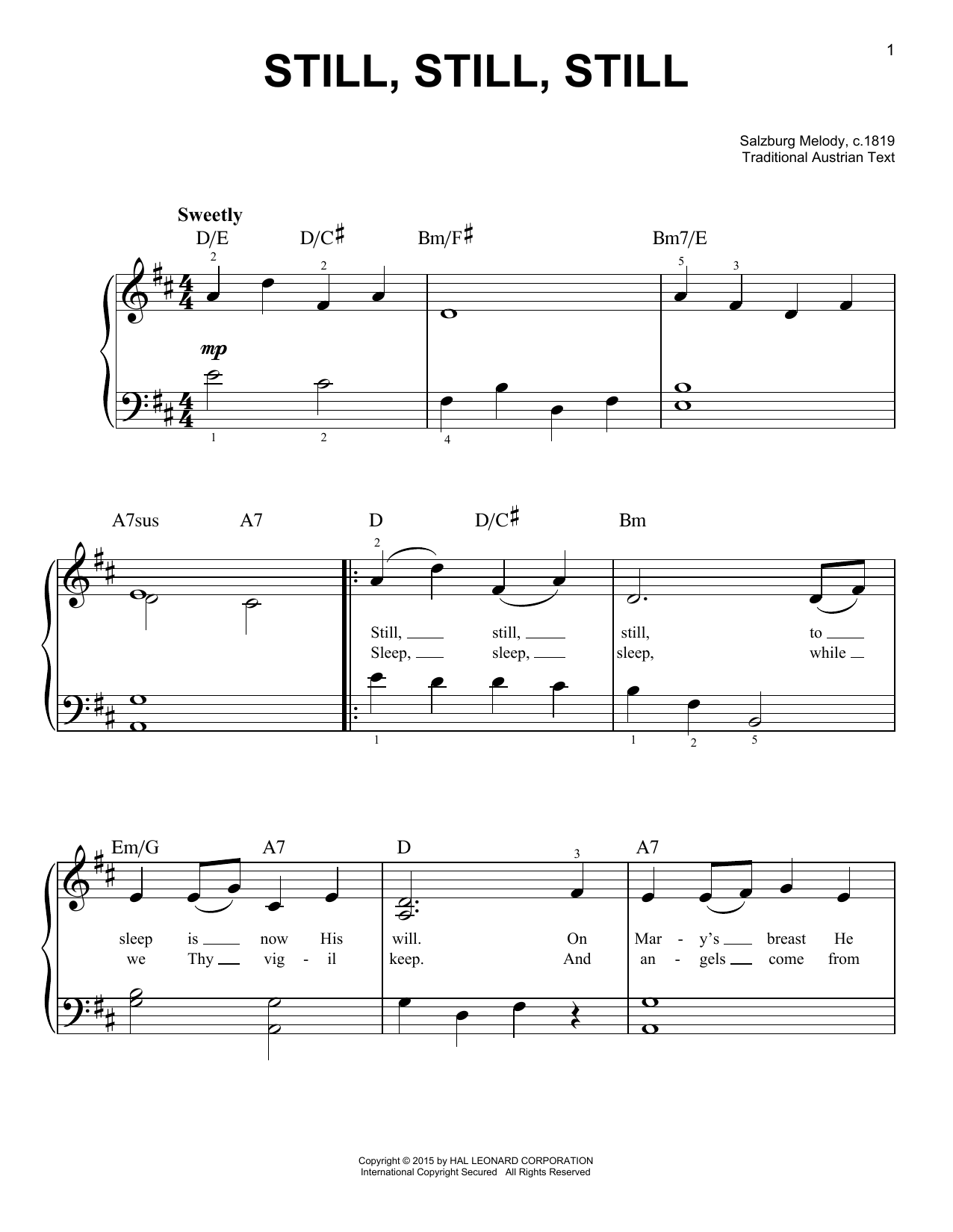 Produktgalerie: Seite 1 von 1 Still, Still, Still, Salzburg Melody c.1819, Klavier
