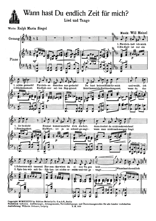 Produktbild zu: Wann hast Du endlich Zeit für mich?Lied und Tango