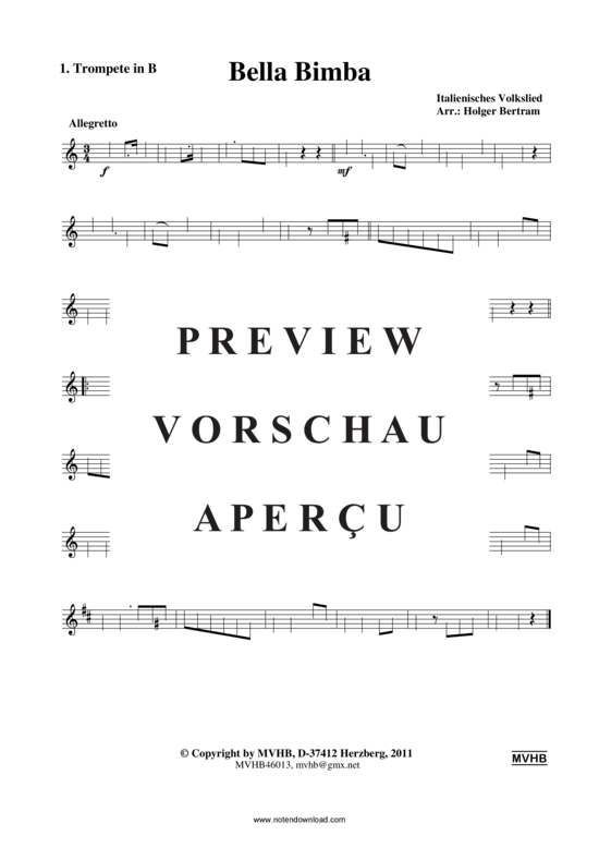 gallery: Bella Bimba (Blechbläserquartett 2 Trp (B) , , , Pos/TenH, Tub)