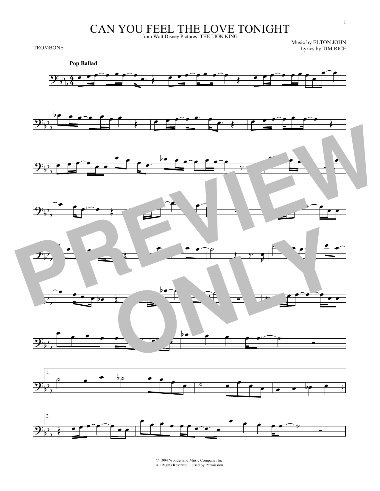 Product gallery: Page 1 of 1 Can You Feel The Love Tonight (from The Lion King), Elton John