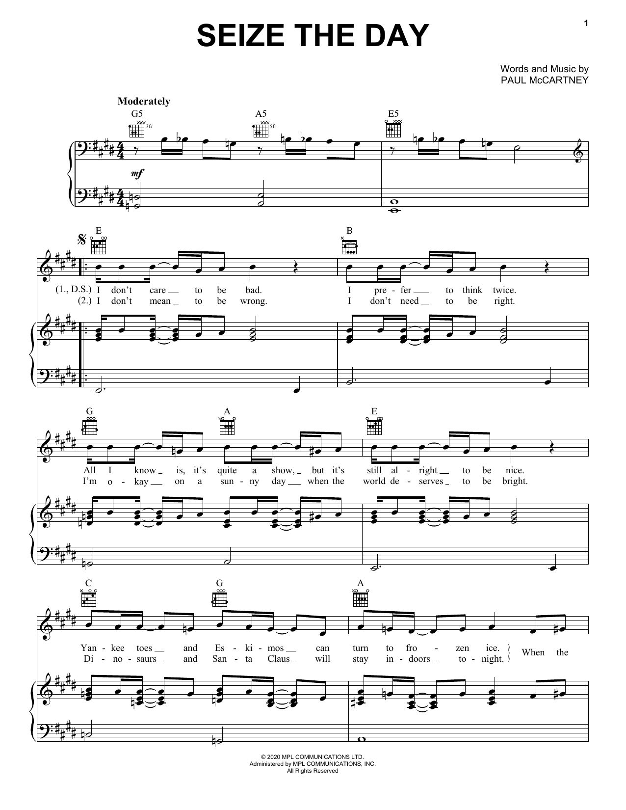 Produktgalerie: Seite 1 von 1 Seize The Day, Paul McCartney, Gesang, Gitarre, Klavier
