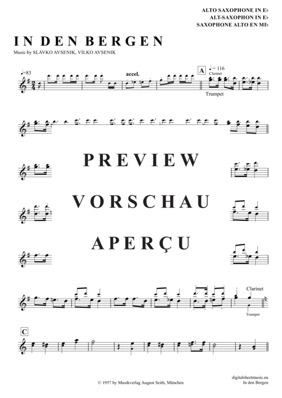 Product gallery: Page 2 of 4 In Den Bergen , Avsenik, Slavko, Alto Saxophone