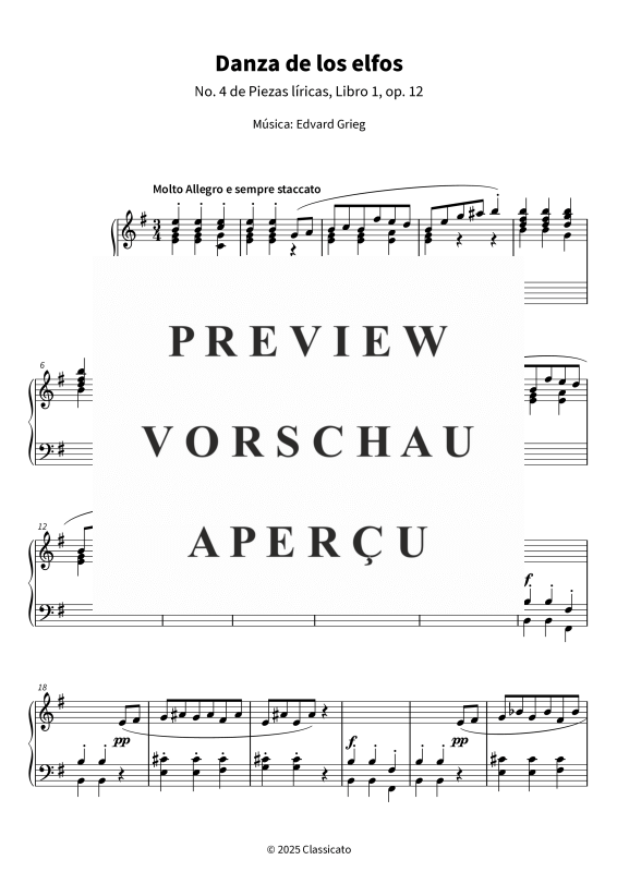 Product gallery: Page 5 of 7 Danza de los elfos - No. 4 de Piezas líricas, Libro 1, op. 12, , Piano Solo