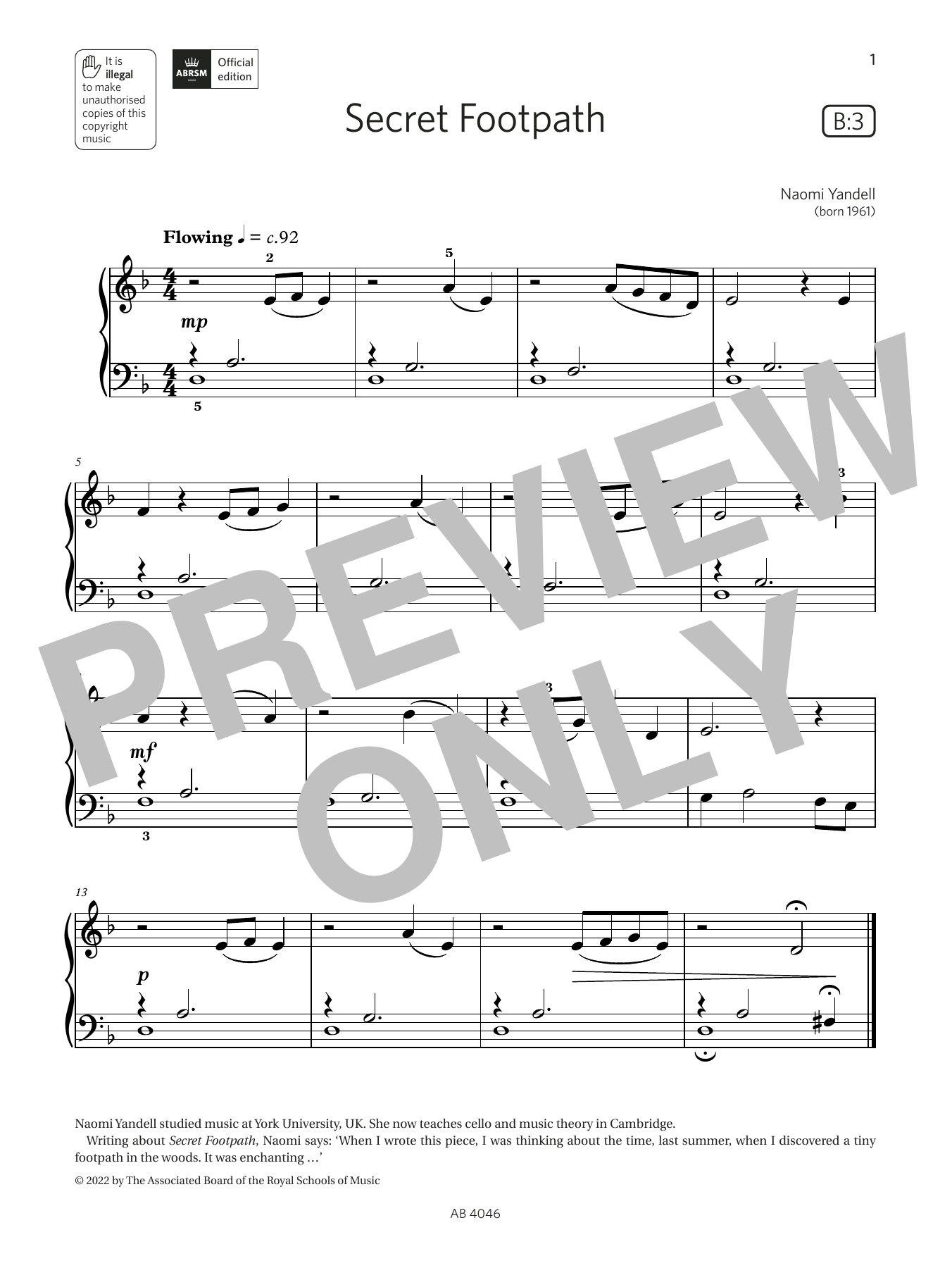Produktbild zu: Secret Footpath (Grade Initial, list B3, from the ABRSM Piano Syllabus 2023 & 2024)
