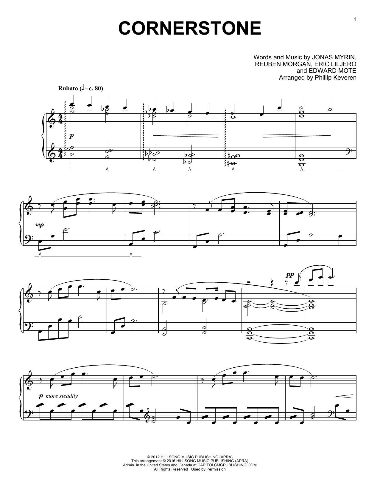 Product gallery: Page 1 of 1 Cornerstone (arr. Phillip Keveren), Hillsong Live