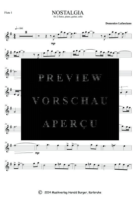 Produktgalerie: Seite 2 von 3 Nostalgia (Einzelstimmen), , Gemischtes Ensemble Flöte 1