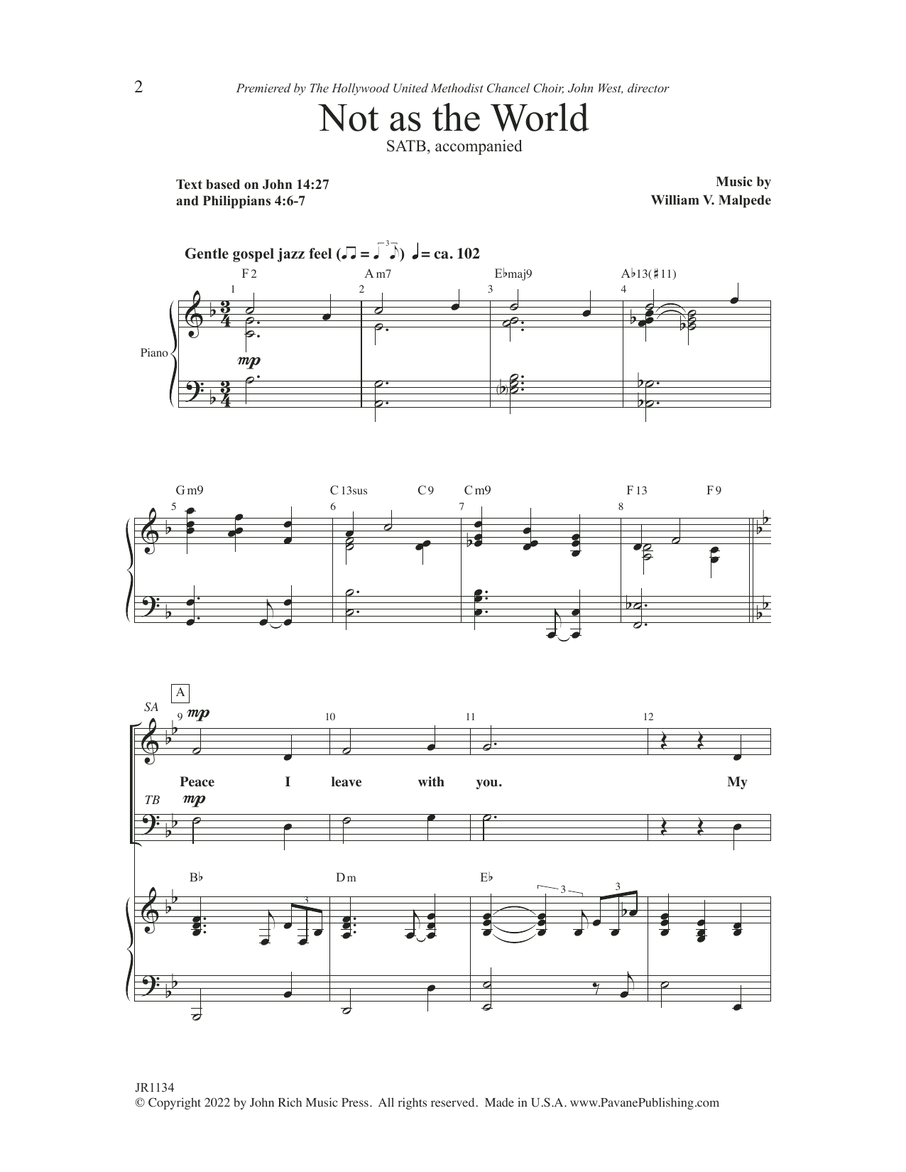 Product gallery: Page 1 of 1 Not as the World, William V. Malpede