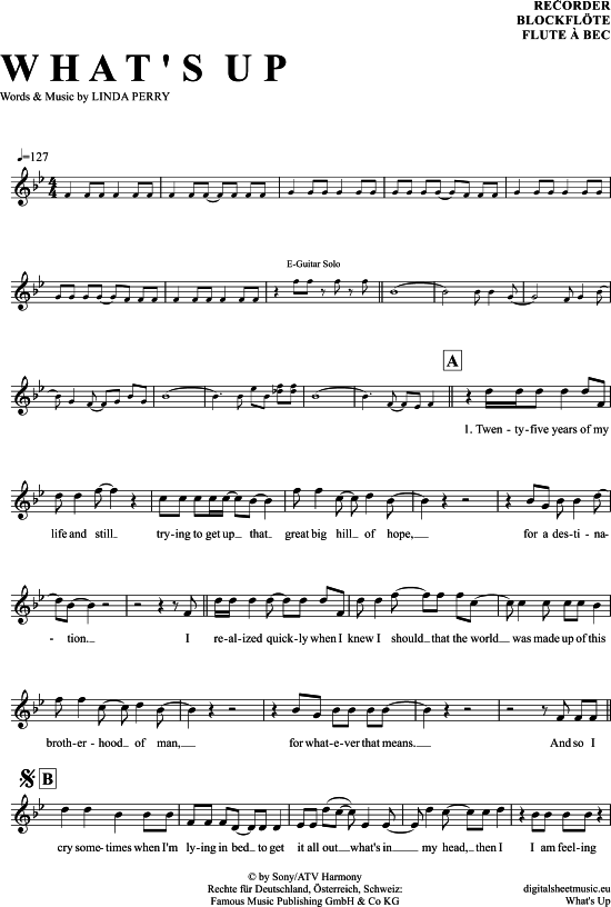 Produktgalerie: Seite 1 von 4 What´s Up , 4 Non Blondes, (Blockflöte)