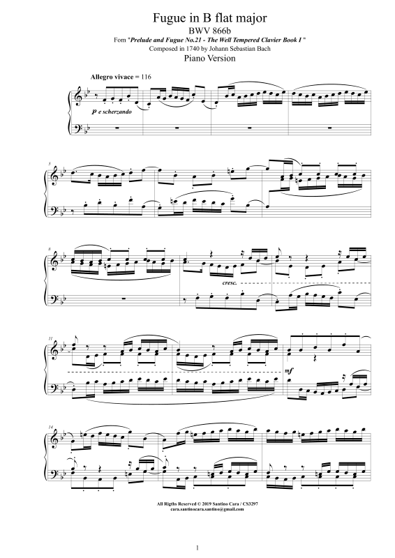 Produktbild zu: Fuge in B-Dur BWV 866bJohann Sebastian Bach