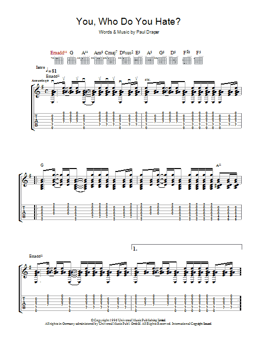 Produktgalerie: Seite 1 von 1 You, Who Do You Hate?, Mansun, Gitarre