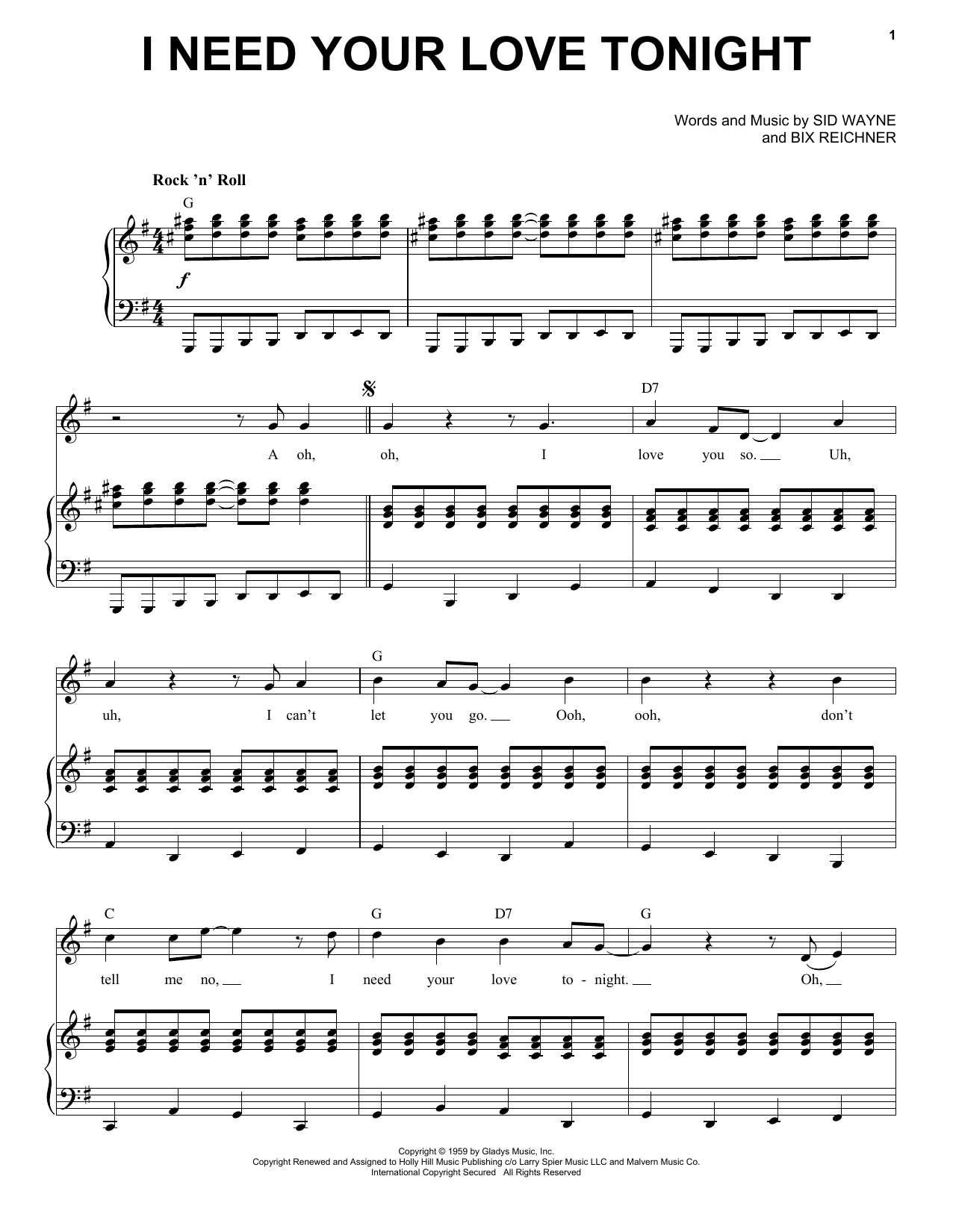 Produktgalerie: Seite 1 von 1 I Need Your Love Tonight, Elvis Presley, Gesang, Klavier