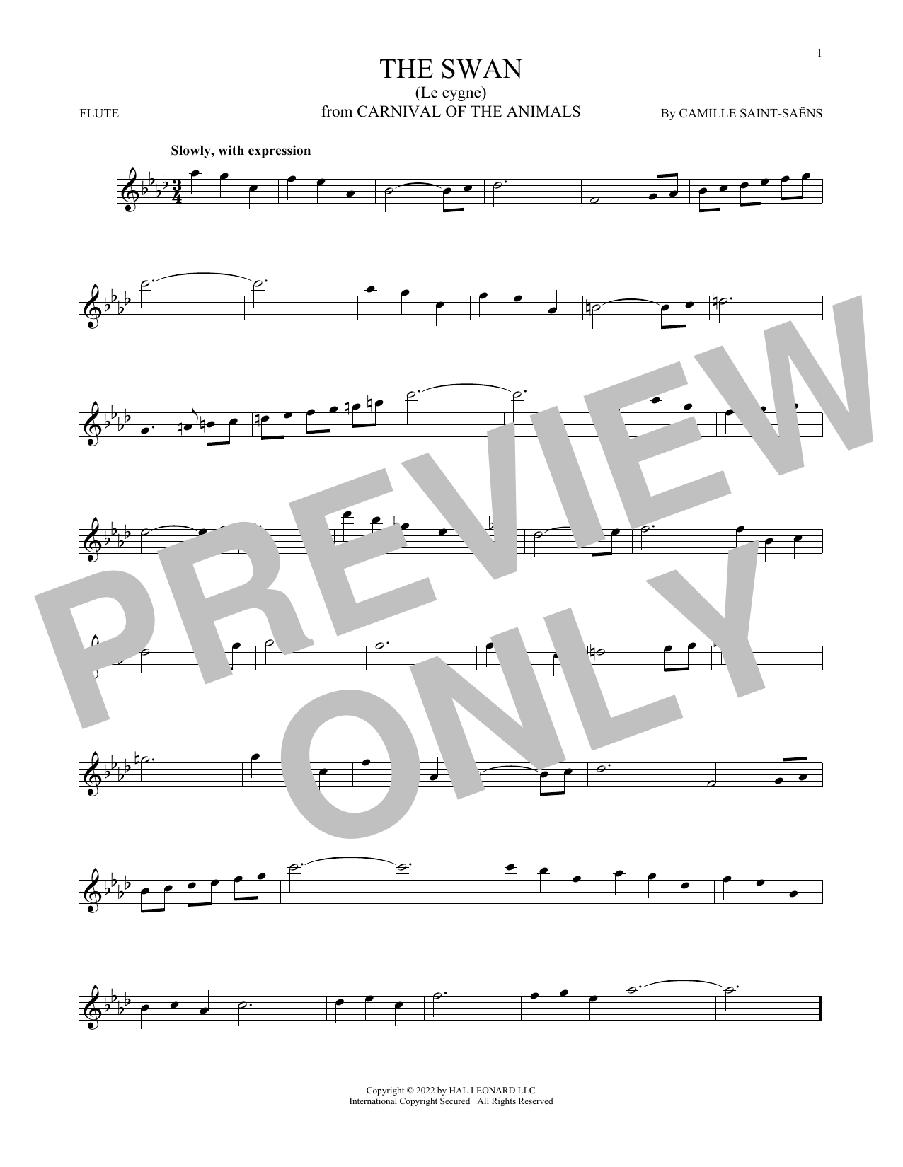 Product gallery: Page 1 of 1 The Swan (Le Cygne), Camille Saint-Saens