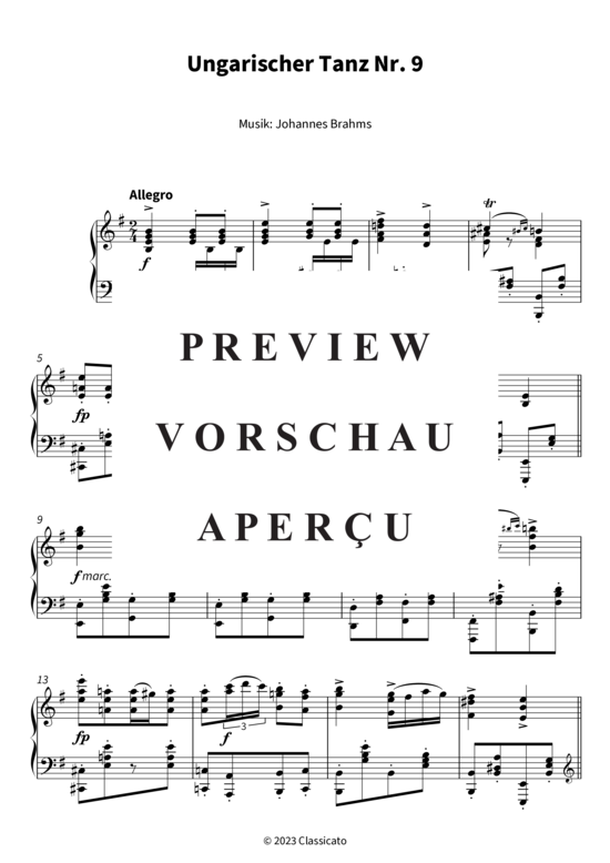 Produktgalerie: Seite 4 von 6 Ungarischer Tanz Nr. 9 , , Klavier Solo
