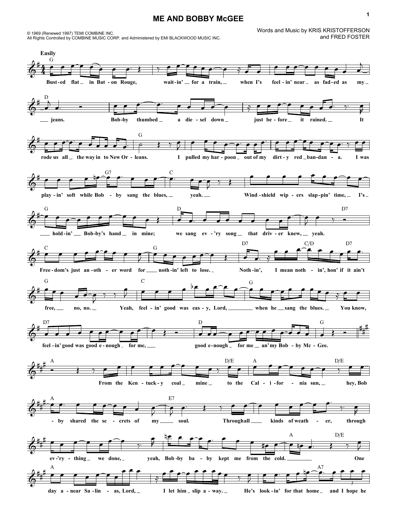 Produktgalerie: Seite 1 von 1 Me And Bobby McGee, Janis Joplin, Melodieinstrument