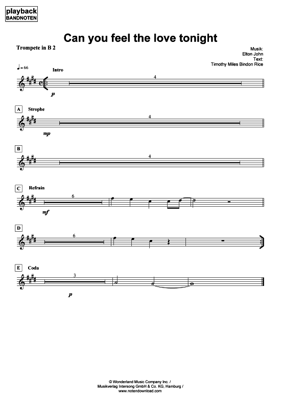 Produktbild zu: Can you feel the love tonight - Trompete in B 2Elton John