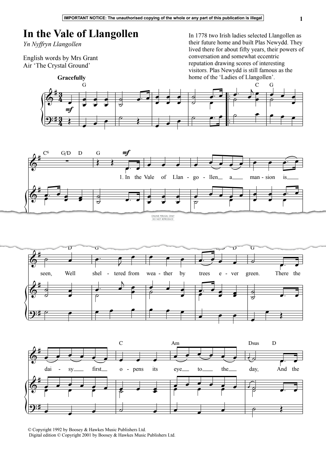 Produktgalerie: Seite 1 von 1 In The Vale of Llangollen, Traditional, Gesang, Klavier