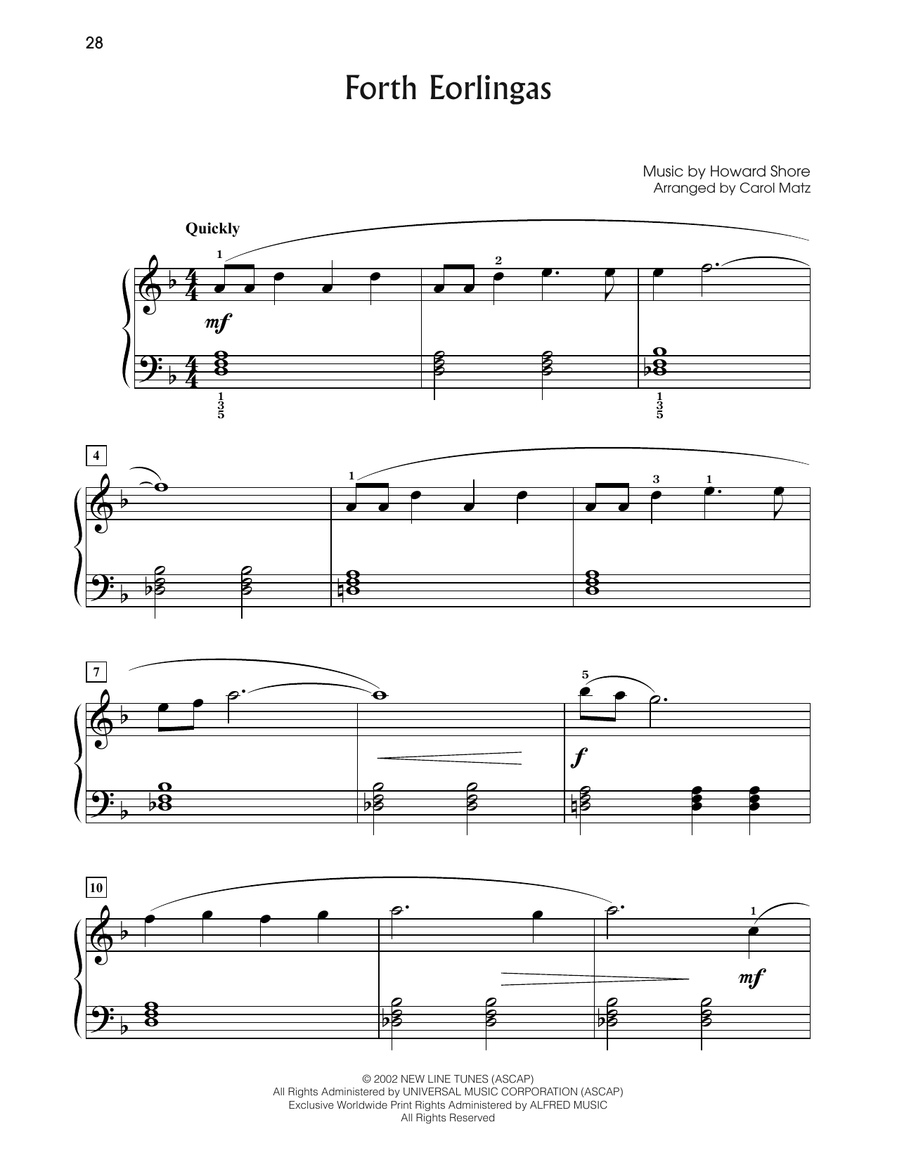 Product picture to: Forth Eorlingas (from The Lord Of The Rings: The Two Towers) (arr. Carol Matz)