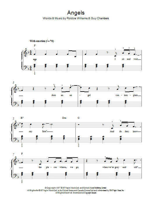 Produktgalerie: Seite 1 von 1 Angels, Robbie Williams, Klavier