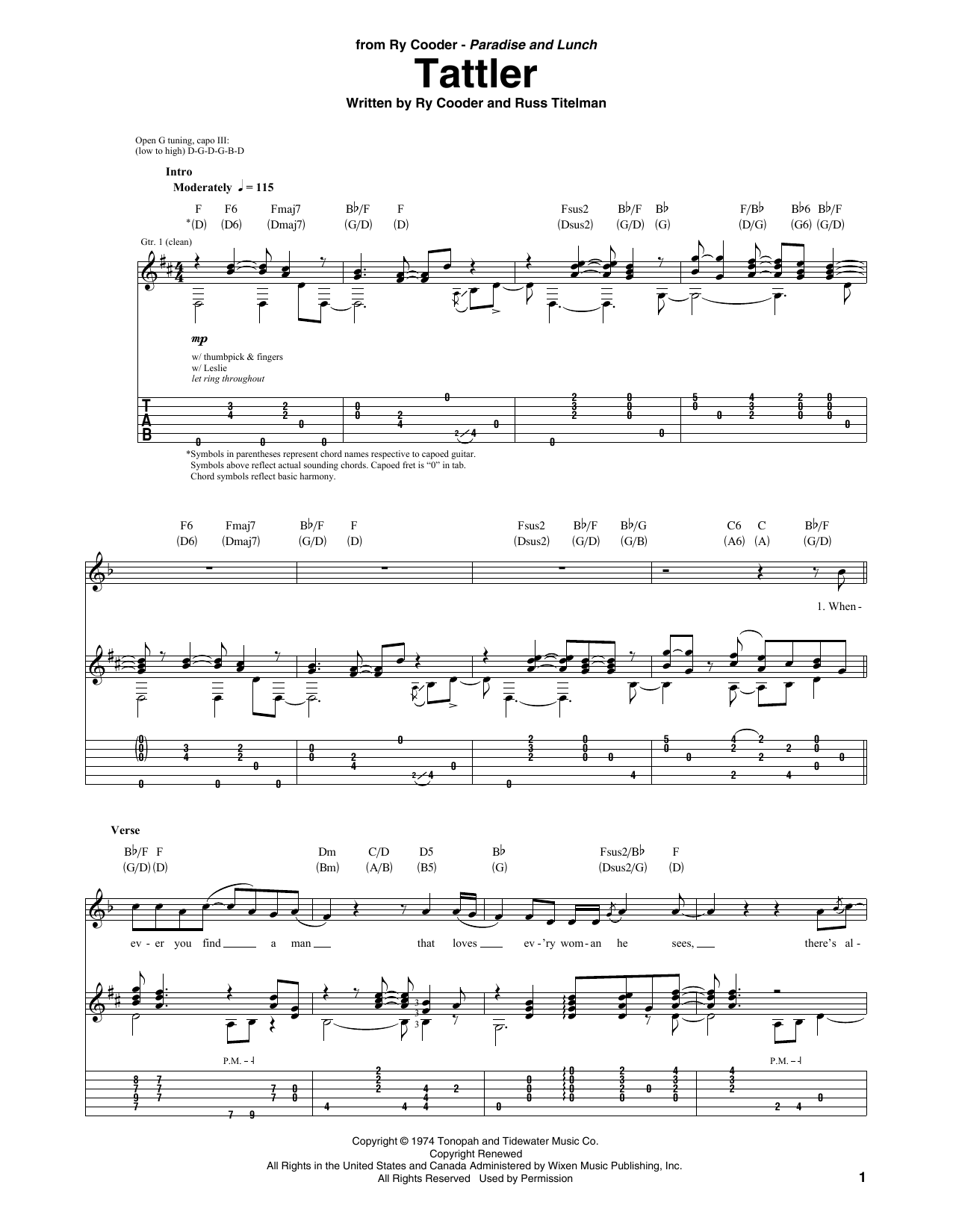 Produktgalerie: Seite 1 von 1 Tattler, Ry Cooder, Gitarre