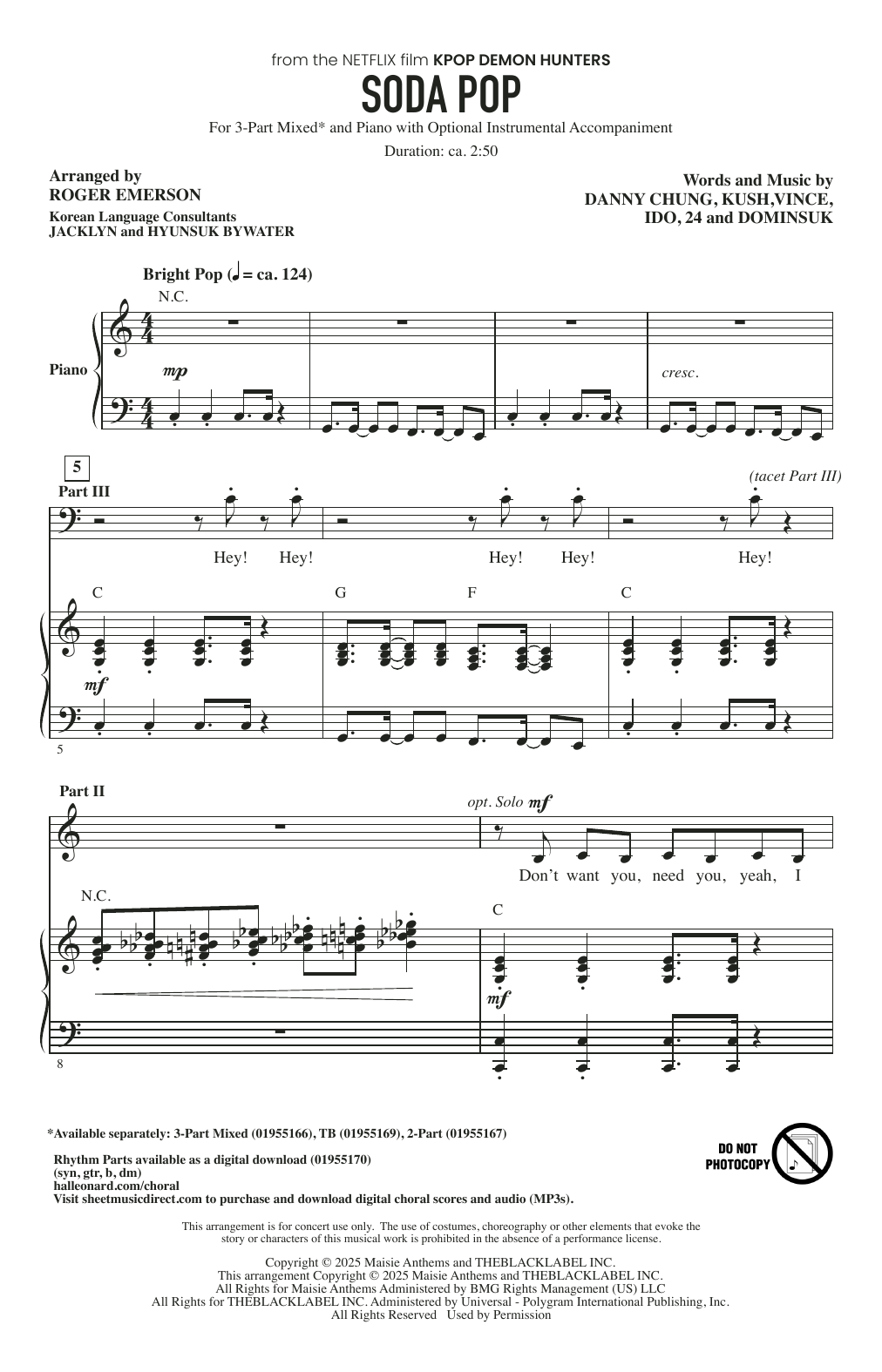 Produktgalerie: Seite 1 von 1 Soda Pop (from KPop Demon Hunters) (arr. Roger Emerson), Saja Boys, Chor
