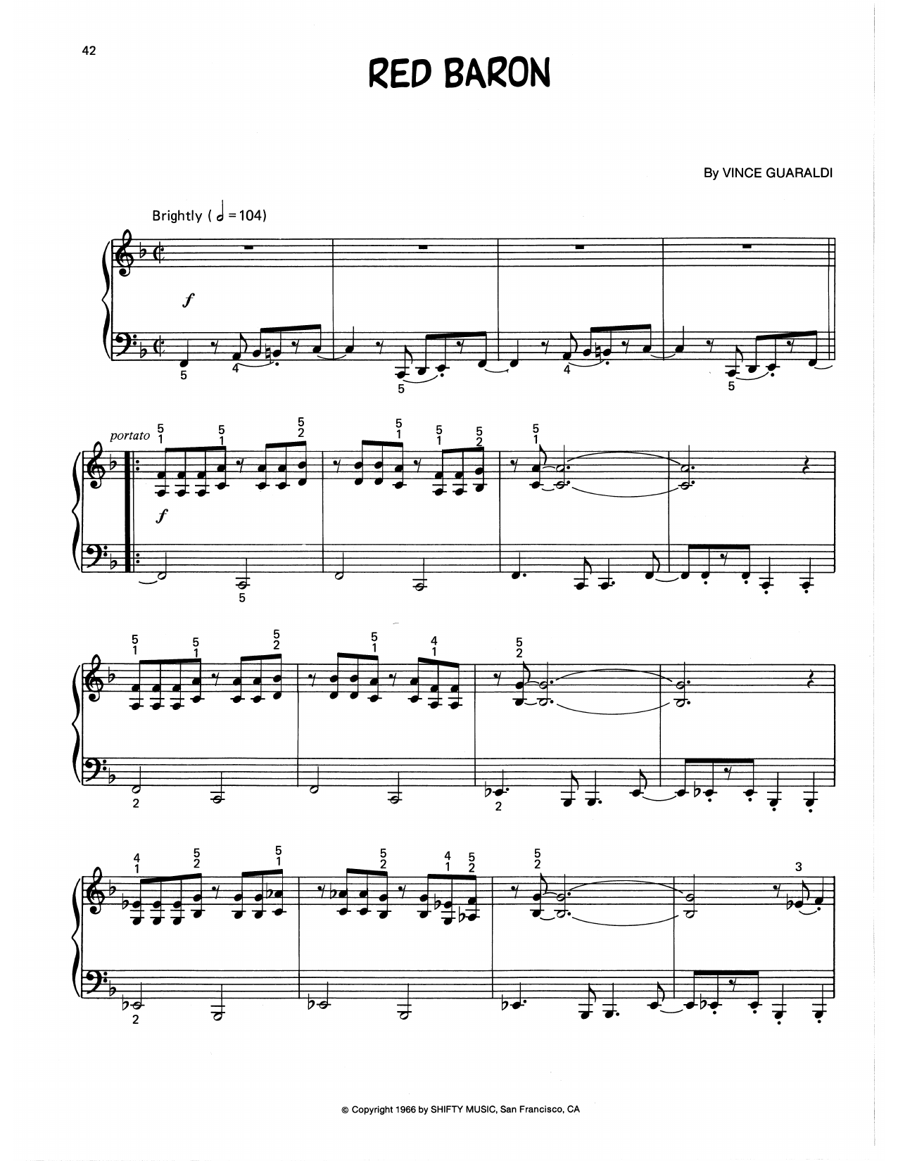 Produktgalerie: Seite 1 von 1 Red Baron (arr. Lee Evans), Vince Guaraldi, Klavier