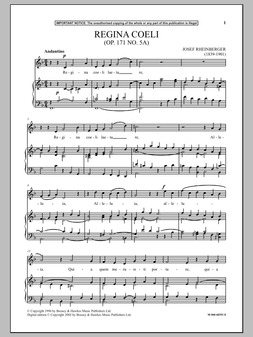 Produktbild zu: Regina Coeli, Op. 171, No. 5