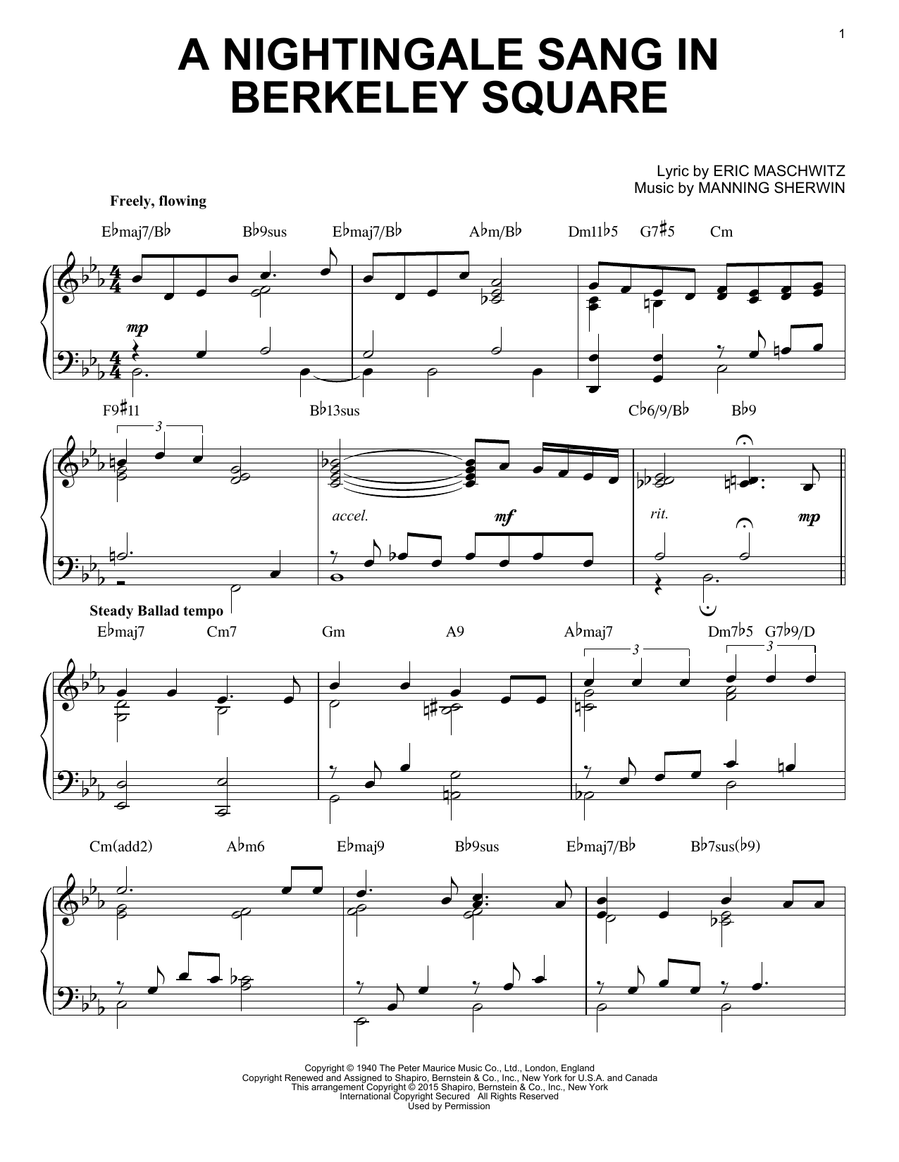 Product picture to: A Nightingale Sang In Berkeley Square [Jazz version] (arr. Brent Edstrom)