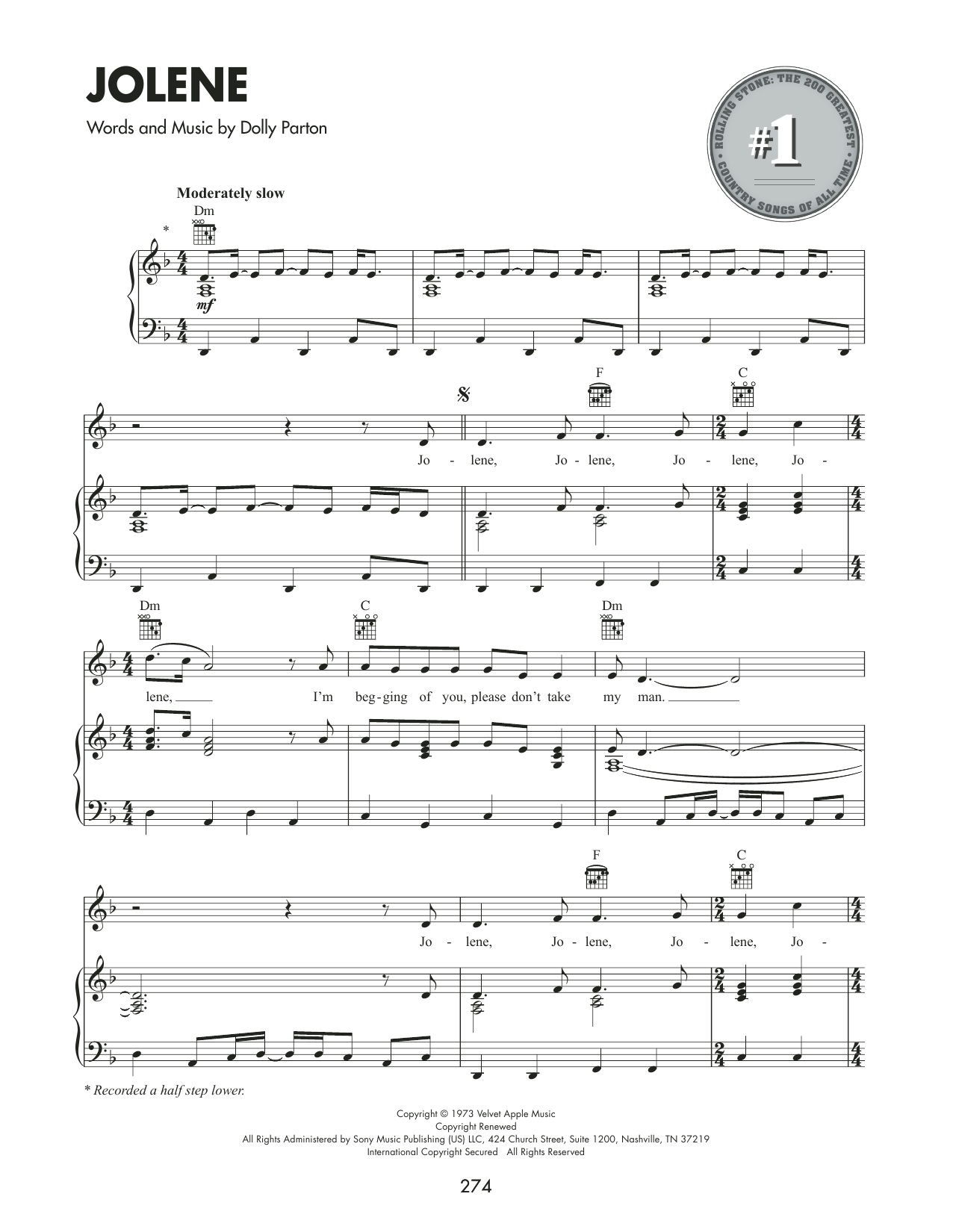 Produktgalerie: Seite 1 von 1 Jolene, Dolly Parton, Gesang, Gitarre, Klavier