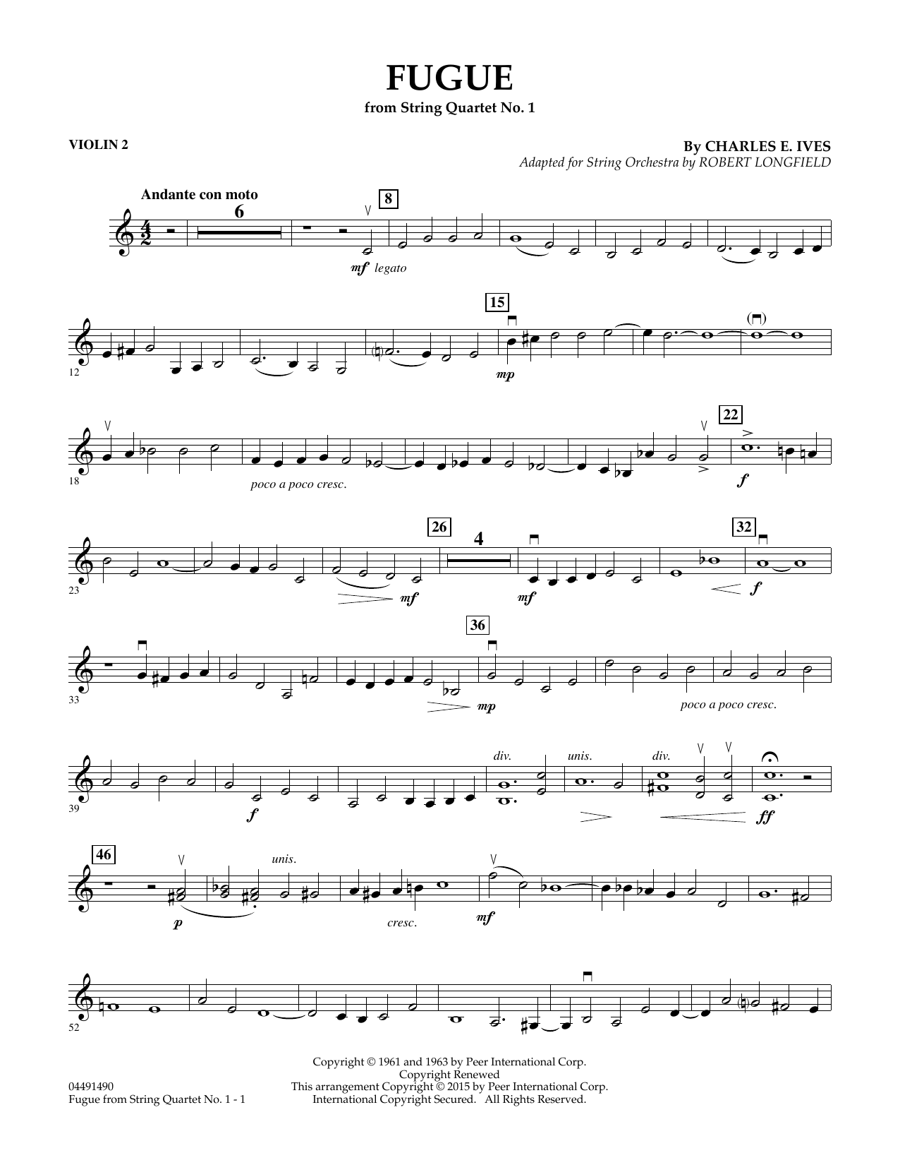 Produktbild zu: Fugue from String Quartet No. 1 - Violin 2