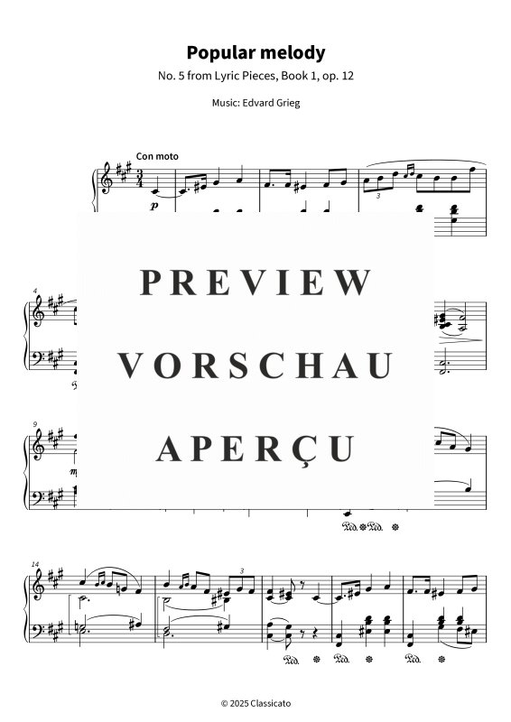 Product gallery: Page 5 of 6 Popular melody - No. 5 from Lyric Pieces, Book 1, op. 12, , Piano Solo