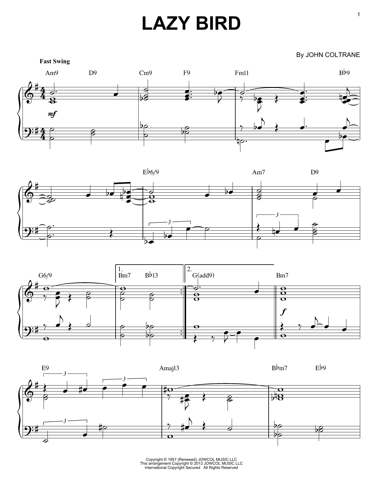 Product gallery: Page 1 of 1 Lazy Bird (arr. Brent Edstrom), John Coltrane
