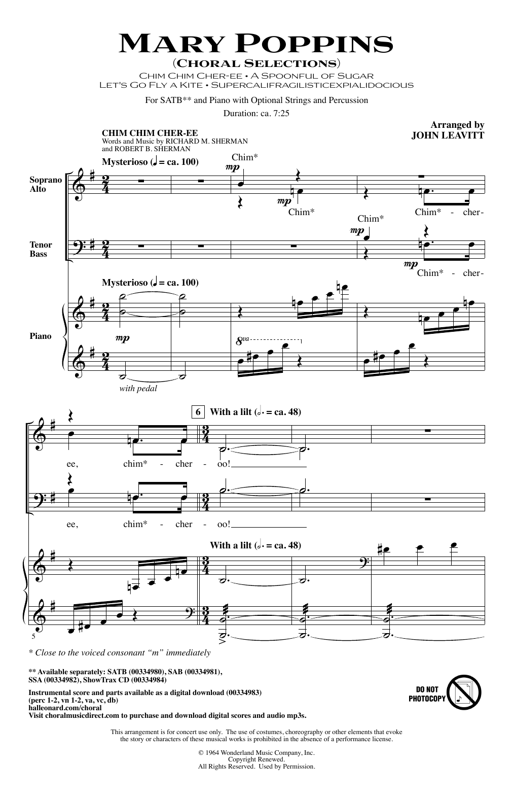 Produktbild zu: Mary Poppins (Choral Selections)