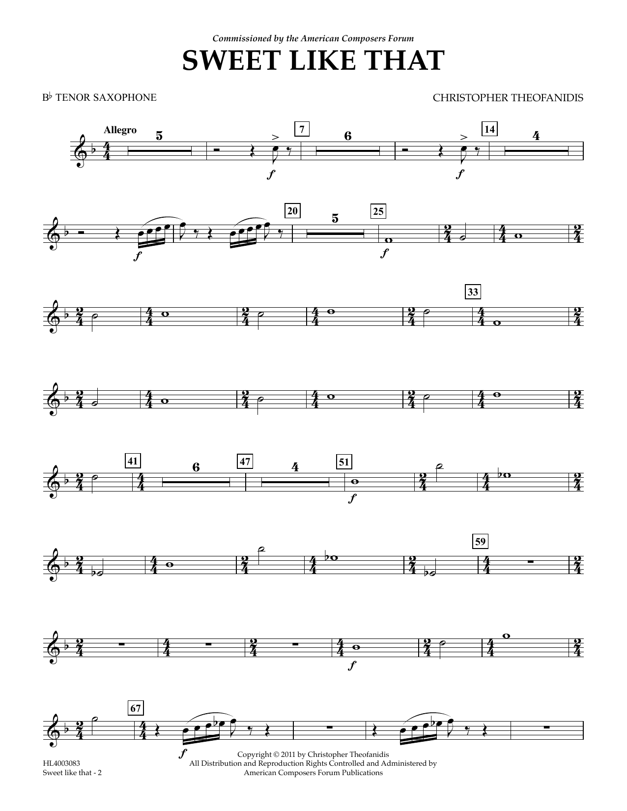Produktgalerie: Seite 1 von 1 Sweet like that - Bb Tenor Sax, Christopher Theofanidis, Ensemble