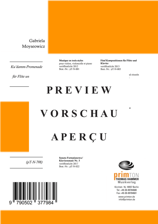 Product gallery: Page 15 of 15 Ku´damm-Promenade für Flöte und Klavier , , (flute/violin/oboe + piano)