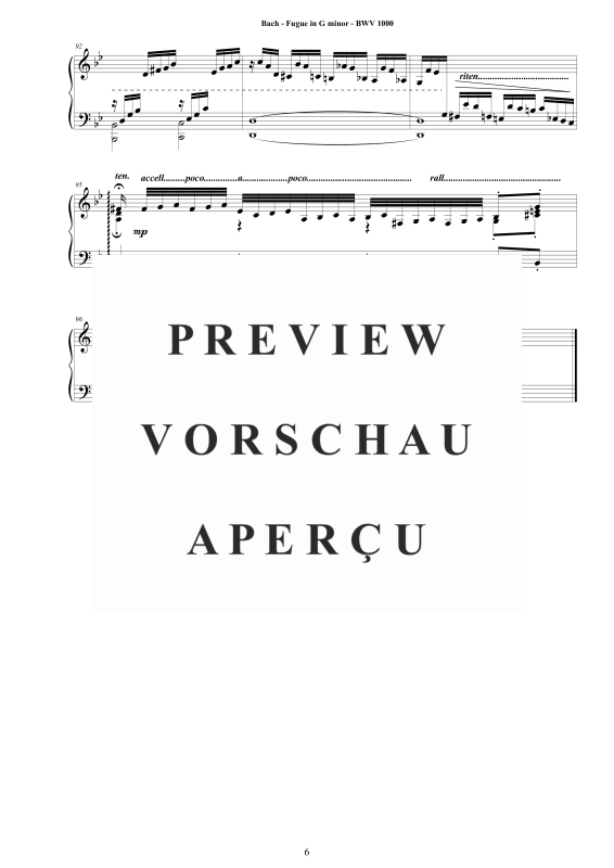 Produktgalerie: Seite 7 von 7 Fuge in G-Moll BWV 1000, , Klavier Solo