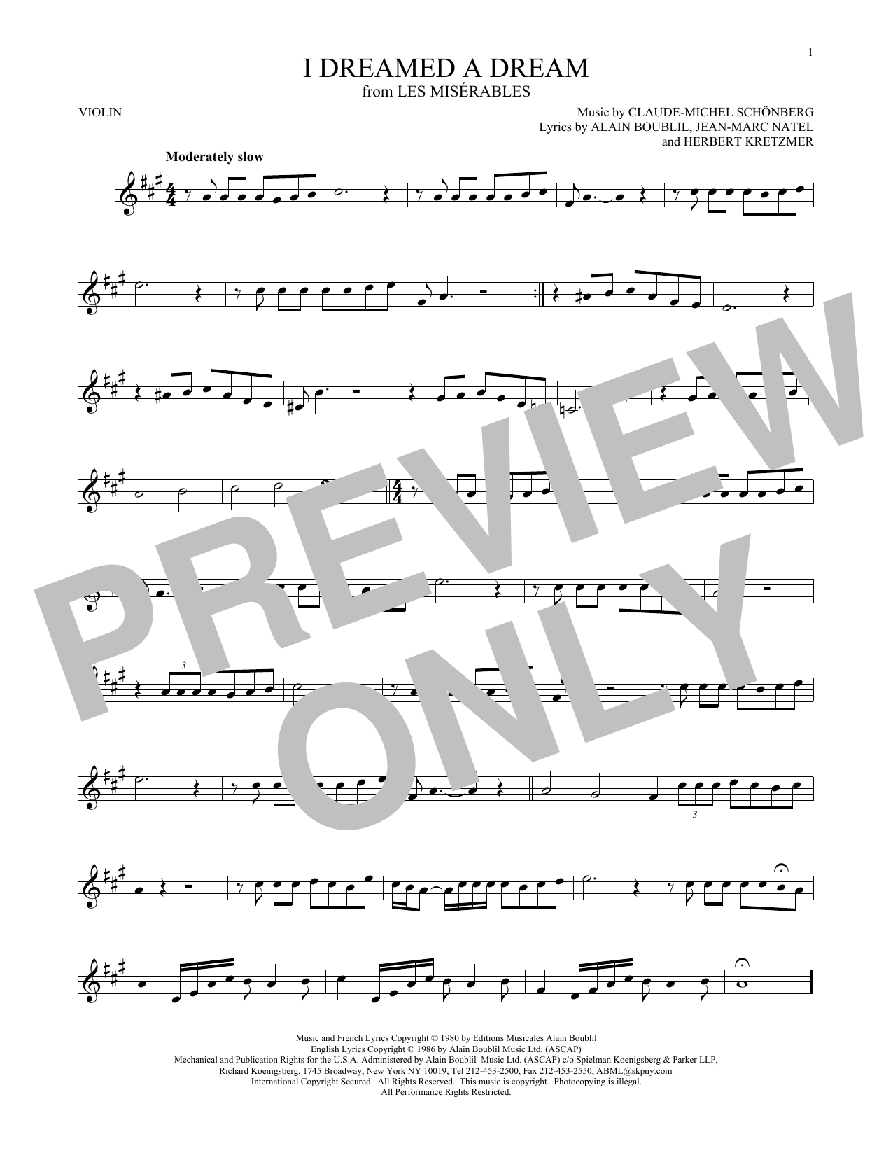 Product gallery: Page 1 of 1 I Dreamed A Dream, Claude-Michel Schonberg