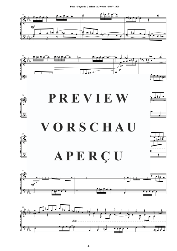 Produktgalerie: Seite 5 von 10 Ricercare - Fugue in C minor to 3 voices BWV 1079, , Klavier Solo